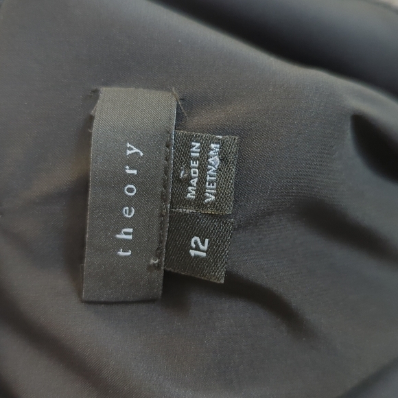 Theory Ponte Knit Pencil Dress Gray 12 V Neck stretch bodycon preppy business - Picture 6 of 8